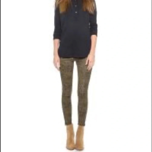 current Elliott the Soho zip coated skinny stiletto army dirty paws pants 30 - Picture 12 of 16